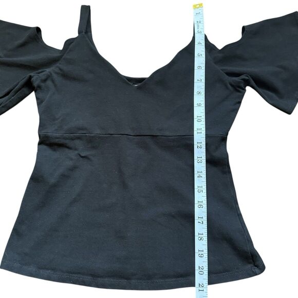 Boston Proper Cold Shoulder Tank Top Women's XS Black Flutter Sleeve Shelf Bra - Picture 7 of 8